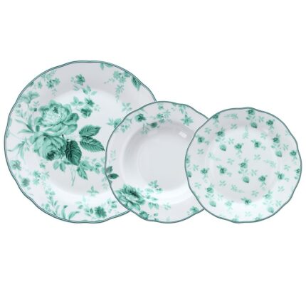 Servizio piatti 18 pezzi Botanika Porcellana Verde Linea Cappettata