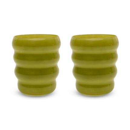 Set 2 bicchieri in vetro. 350ml. Colore verde.