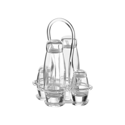 GUZZINI Menage Set Condimento Olio, Aceto, Sale e Pepe Vetro