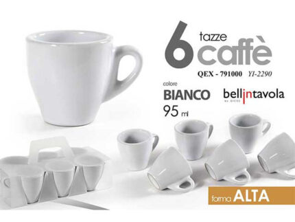 Tazzina caffe' bianca 6 pezzi alta