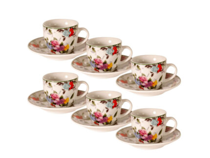 Set da 6 Linea flowers tazze da caffe' con piattino