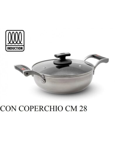 CHEF TEGAME 2M 28CM COPERCHIO VETRO INDUZIONE