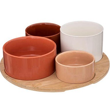 Set aperitivo Alicante 5 pezzi in bambù e stoneware – Atmosphera