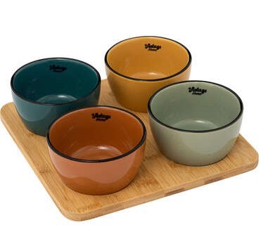 Set aperitivo Be Vintage 5 pezzi in stoneware e bambù – Atmosphera