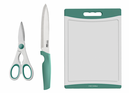 SET COLTELLO, TAGLIERE, FORBICI, PEDRINI