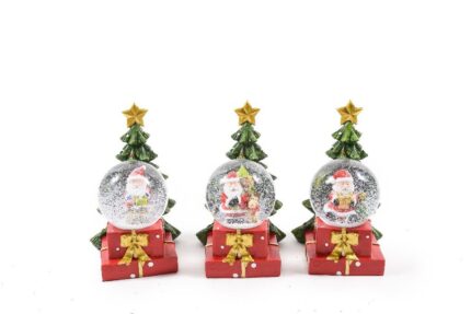 DECORAZIONE CON PALLA DI NEVE IN RESINA E LUCI 12X13,5X18CM ASSORTITO