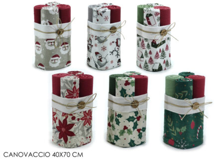 Cestino con 4 canovacci 40x70cm assortiti