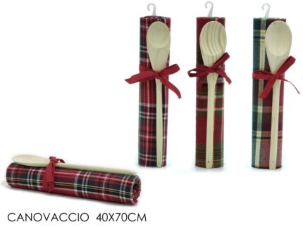 Canovaccio scozzese 40x70cm con cucchiaio in legno