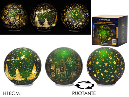 Sfera 18cm a batteria con luci e movimento verde assortite